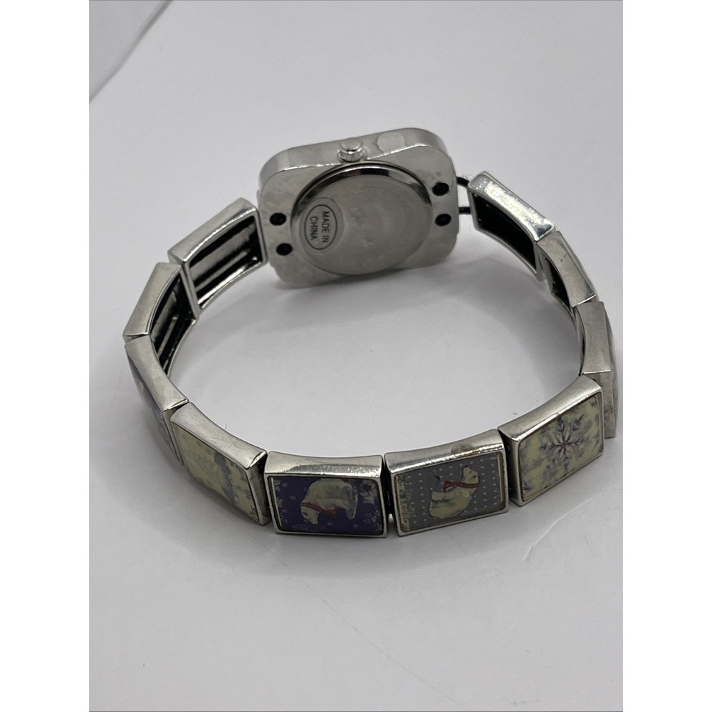 Holiday Lane Snowflake Polar Bear Stretch Band Women's Watch w/ Box- New Battery - Picture 5 of 6